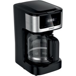 Cafetiera digitala Heinner HCM-DD900BKSS , 900w, 1.8l capacitate, display digital cu control touch, tarie cafea ajustabila, Negru cu insertii inox
