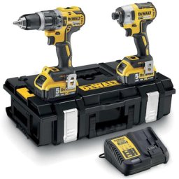 Set 2 scule profesionale pe acumulator DeWALT DCK266P2, 18V, motor fara perii, masina de gaurit DCD796, masina de insurubat cu impact DCF887, 2x acumulator 5 Ah, incarcator rapid, cutie transport TSTAK