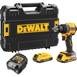 Masina compacta de gaurit si insurubat (bormasina) pe acumulator DeWALT DCD794D2T, Motor fara perii, 18V XR, 2 acumulatori 2 Ah Li-Ion, cuplu 74 Nm, 2 viteze, iluminare LED, corp slim 15 cm, incarcator, cutie transport din plastic TSTAK, Made in CZ