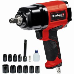 Pistol insurubat pneumatic cu impact pentru compresor Einhell TC-PW 610, Viteza 7000 rpm, 6.3 bar presiune maxima, 142 l/min consum aer, 610 Nm + 10 tubulare