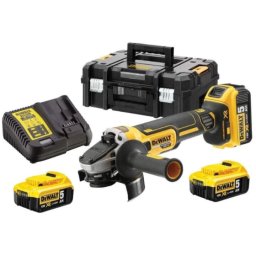 Polizor unghiular Dewalt DCG405P3-QW, 18 V, 125 mm diametru disc, Putere 800W, Viteza 9000 RPM, M14 sistem prindere, aparatoare fara cheie, cheie disc, valiza depozitare, 3 acumulatori 5 Ah, incarcator