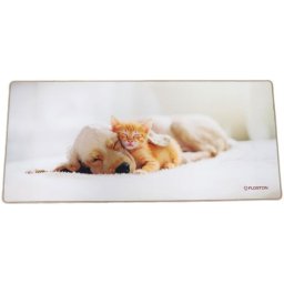 Mouse Pad Floston PET FRIENDS, 90 x 40 cm, baza cauciucata, suprafata textila, margini cusute, Bej