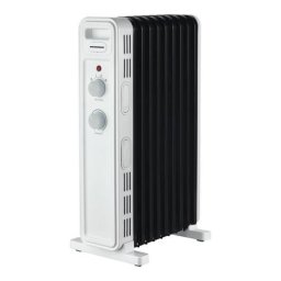 Calorifer cu ulei Heinner HOH-M09WH-BK, 9 Elementi, 1000W/1300W/2200W, Termostat adjustabil, Protectie supraincalzire, Protectie in caz de rasturnare, Roti, Spatiu depozitare cablu, Alb cu negru