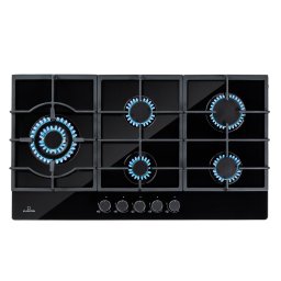 Klarstein Ignito Chef Edition, 5 zone, plită pe gaz, 5 arzătoare, arzătoare Sabaf, suprafață din sticlă ceramică (DSM-Ignito5-90BK)