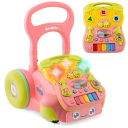 Antepremergator educational 2in1 Baby Walker Roz, cu panou detasabil si lumini