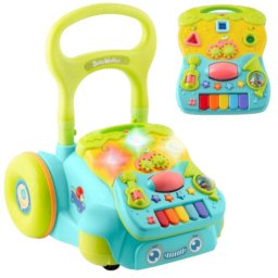 Antepremergator educational 2in1 Baby Walker Bleu, cu panou detasabil si lumini