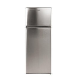 Frigidere Frigider cu doua usi VIVAX DD-207E X, 204L, Clasa E, Termostat reglabil, Iluminare LED, Usi reversibile, Suprafata painted metal, 3 Rafturi de Sticla securizata, H 143 cm, Inox