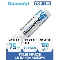 Folie anticondens si difuzie cu banda adeziva GUNNEFOL TOP 190