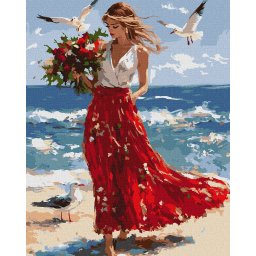 Set pictura pe numere, cu sasiu, Valuri de libertate, 40x50 cm