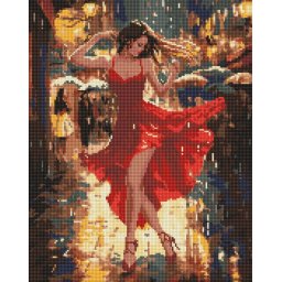 Set goblen cu diamante, cu sasiu, Dansand in ploaie, 40x50 cm