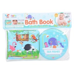 Set 2 carticele bebelusi pentru baie, moi si cu sunete, Animale Marine si Pasari