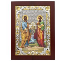 Icoana Sf Apostoli Petru si Pavel Argint 20x26 cm Color