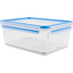 Emsa CLIP & CLOSE food storage container 3.7 liters (transparent/blue, rectangular, with drip tray)