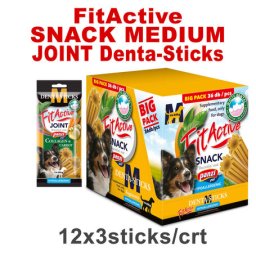 FitActive Hypoallergenic Denta-Sticks Joint Collagen & Carrot - Batoane pentru susținerea articulațiilor și curățarea dinților pentru câini (M) (12 pliculețe | 12 x 150 g) 1800 g
