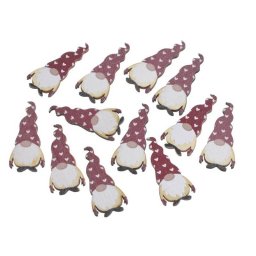 Figurine gnom lemn color pentru decoratiuni Craciun set 12 buc
