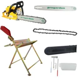 ProGARDEN MF3040P Motoferastrau 400mm, 3CP, benzina 2t, 51cmc + Capra taiat lemne cu suport + Cadou lama si lant