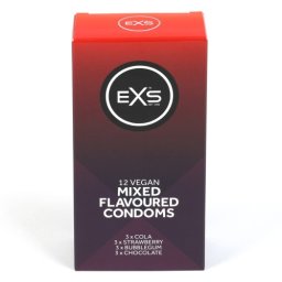 EXS Mix de Arome Prezervative Pachet de 12 Cola Capsuni Guma de Mestecat Ciocolata