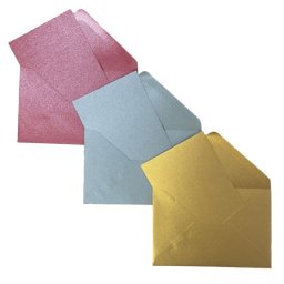 Plic+card Colorarte Perla, culori perlate (rosu, auriu, argintiu), 90x140mm, 150 buc/set