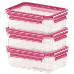 Cutii alimentare Emsa Food Clip&Close 515582 transp./pink 0,55l 3 piece Set