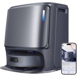 Aspirator robot incarcare all-in-one 18000 Pa 6400mAh statie inteligenta 8 in 1 recipient praf 300 ml rezervor apa apa curata 4.5L apa murdara 4.05L gri