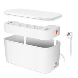 Prelungitor PRELUNGITOR LOGILINK, Schuko x 5, conectare prin Schuko (T), cutie management cabluri, 16 A, 2xUSB-A, 1xUSB-C, protectie IP20, alb, "LPS281U" (timbru verde 2 lei)