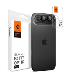 Folie de protecție cameră iPhone 17 Air Spigen Glas.tR Optik EZ Fit Pro, Set 2 bucăți, Culoare: Black Apple STICLĂ