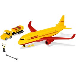 SIKU DHL cargo plane with accessories, model vehicle blue/white