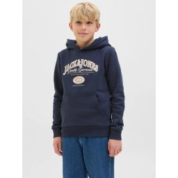 Jack & Jones Hanorac baieti cu imprimeu cu logo si buzunar tip marsupiu, Bleumarin inchis (SELECTATI MARIMEA: 152 cm)
