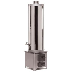 Ansamblu boiler pe lemne 90 litri inox Miklos Steel, cu focar economic usi din tabla. 5 ani garantie