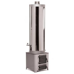 Ansamblu boiler pe lemne 90 litri inox Miklos Steel, cu focar cu usi din fonta. 5 ani garantie