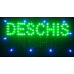 Reclama LED - DESCHIS - INCHIS - verde - rosu, de interior, 48 x 25 cm