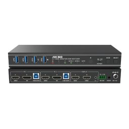 Switcher KVM EVOCONNECT HDC-KSWB22HD Dual HDMI si Display Port 4K@60Hz HDR/HDR10/HDR10+/Dolby Vision RS232 Telecomanda Negru