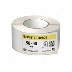 Rola etichete autoadezive termice 50x90 mm, adeziv removable, 500 etichete rola