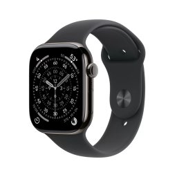 Smartwatch Apple Watch 11 GPS + Cellular, 42mm, Carcasa Slate Titanium, Bratara Black Sport Band - S/M