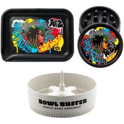 Set sustenabil Santa Cruz Shredder x Wiz Khalifa Tava Grinder si Scrumiera Bowl Buster natural (USA)