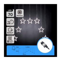 Aigostar - LED ghirlandă de Crăciun pentru exterior 70xLED/230V 1,2x1m IP44 alb rece cu stele