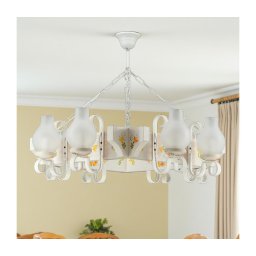 Brilagi - Lustră suspendată cu lanț QUEEN 8xE14/40W/230V fag/crem