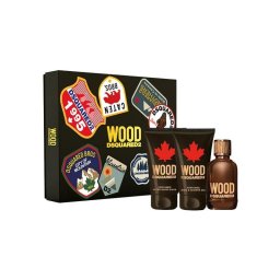 Dsquared Wood For Him Set cadou pentru barbati EDT 100 ml + 100 ml gel de duș + 100 ml balsam după ras