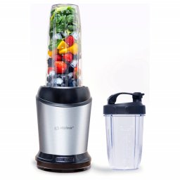 Blender Alpina Nutrition, 4 lame, 1200 W, 1 L, Fara BPA, Inox/Negru