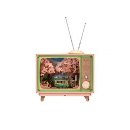 Puzzle 3D mecanic, cutiuta muzicala, Circuit prin sakura la televizor, 283 piese