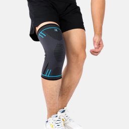 Genunchiera elastica pentru sport, CRM, cu suport 3D, antiderapanta, respirabila, neagra, XL