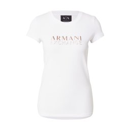 ARMANI EXCHANGE Tricou auriu / alb