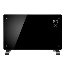 Convector electric de podea Elite GHD-20, 2000W, Panou sticla, Display LED, Termostat cu senzor electronic Timer, Negru