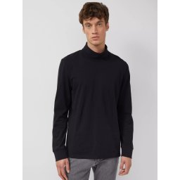 s.Oliver Bluza barbati, cu guler si croiala Regular Fit, Negru (SELECTATI MARIMEA: L)