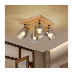 Brilagi - Plafonieră cu spoturi HYGGE 4xE14/15W/230V lemn/fumuriu