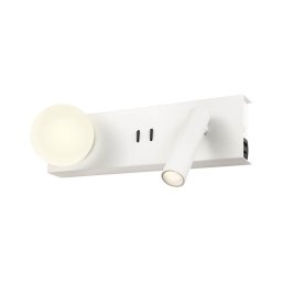 Redo 01-4660 - Aplica LED de perete NORMA, 5W/230V + LED 3W, CRI 90, USB, alb