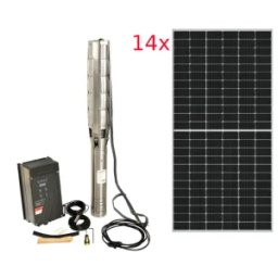 Progarden Pachet Aqua SOLAR 4053 pompa submersibila, 3", solar, 3000W/300V, MPPT, 660L/min, 45m, multietajata apa curata + 14 x SP460M-72H Panou fotovoltaic