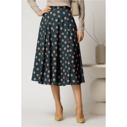 Fusta DY Fashion midi din voal plin turcoaz cu buline