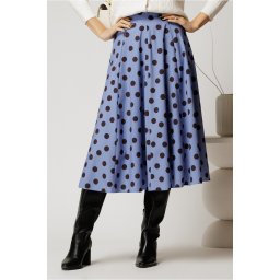Fusta DY Fashion midi din voal plin bleu cu buline