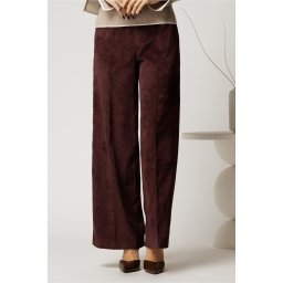 Pantalon DY Fashion lejer din velur maro cu buzunare